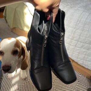 Black Leather Ankle Boots